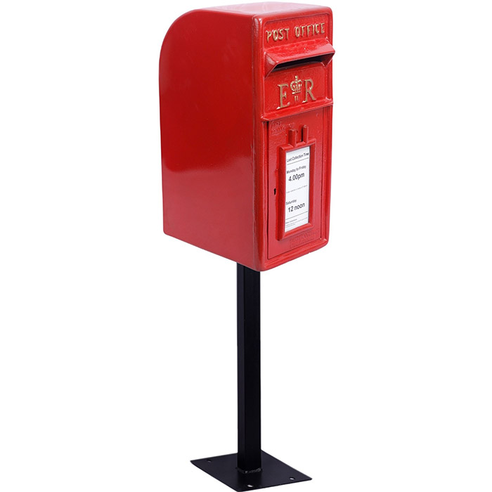 ER Royal Mail Post Box Red With Stand